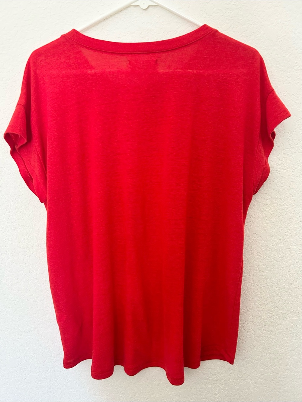 Madewell Orange Red Linen Blend Oversized Crewneck Tee Medium Slouchy Boho - Picture 3 of 5